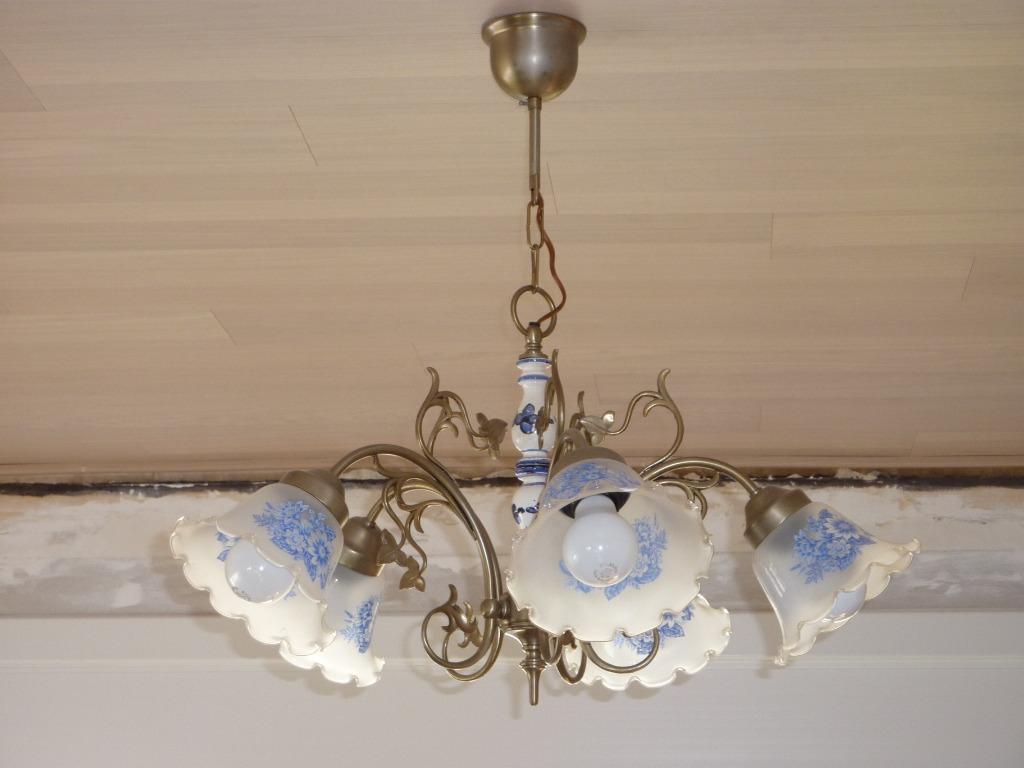 Lustre 5 branches - opaline, Enlèvement, Utilisé