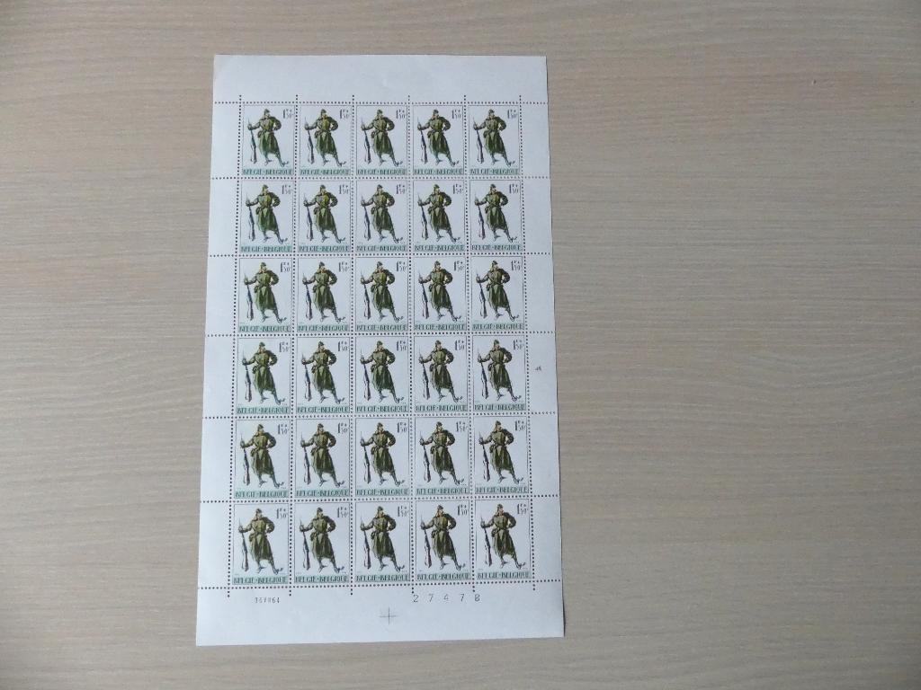 1964:  Feuille complète Fantassin avec 30 x timbre 1293, Timbres & Monnaies, Timbres | Europe | Belgique, Enlèvement ou Envoi
