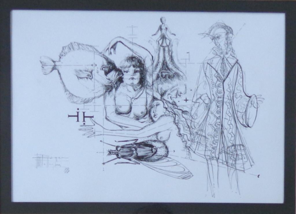 ROGER VAN BELLEGHEM / NAAKTE FIGUREN ORIGINEEL WERK 49x61cm, Enlèvement ou Envoi, Verre, Signé, Figures
