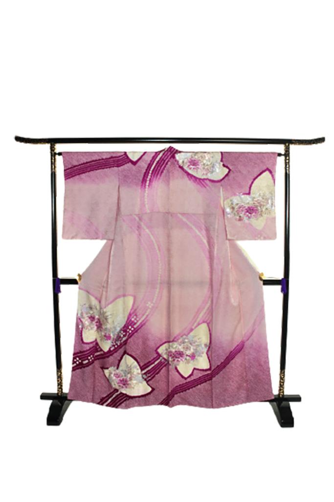 Kimono japonais Houmongi., Envoi, Porté, Taille 38/40 (M)