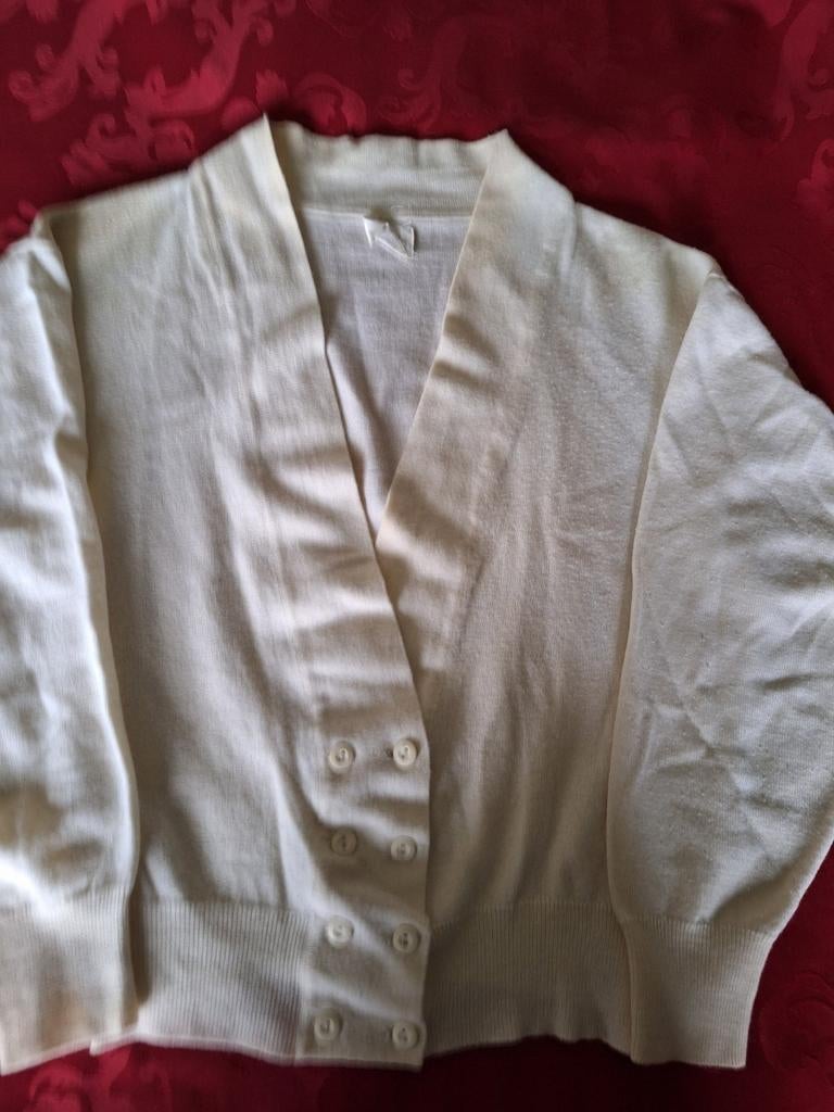 Cardigan blanc en 60% laine et 40% acrylique, Taille 38-40, Enlèvement, Porté, Taille 38/40 (M), Blanc