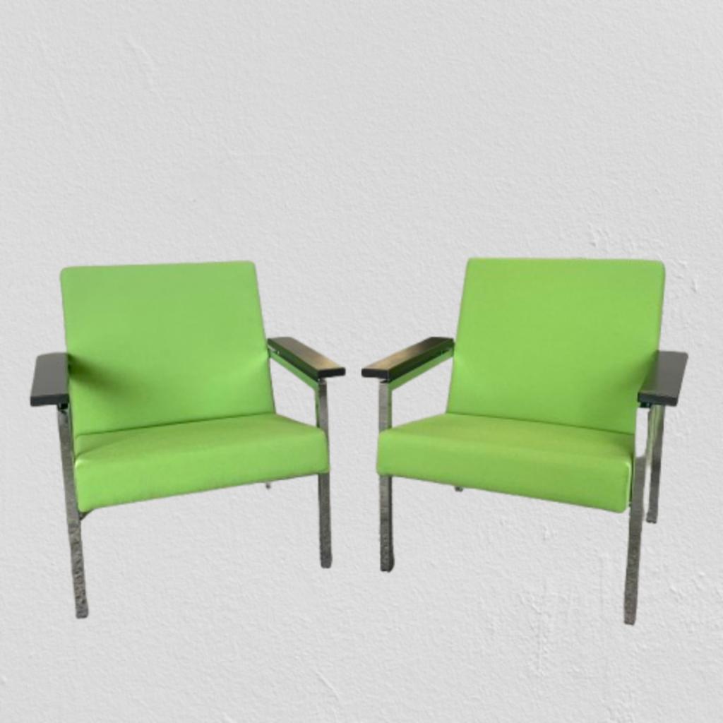 Model 30 fauteuils van Gijs van der Sluis, Huis en Inrichting, Fauteuils, Gebruikt, Hout, Metaal, Stof, 75 tot 100 cm, Minder dan 75 cm