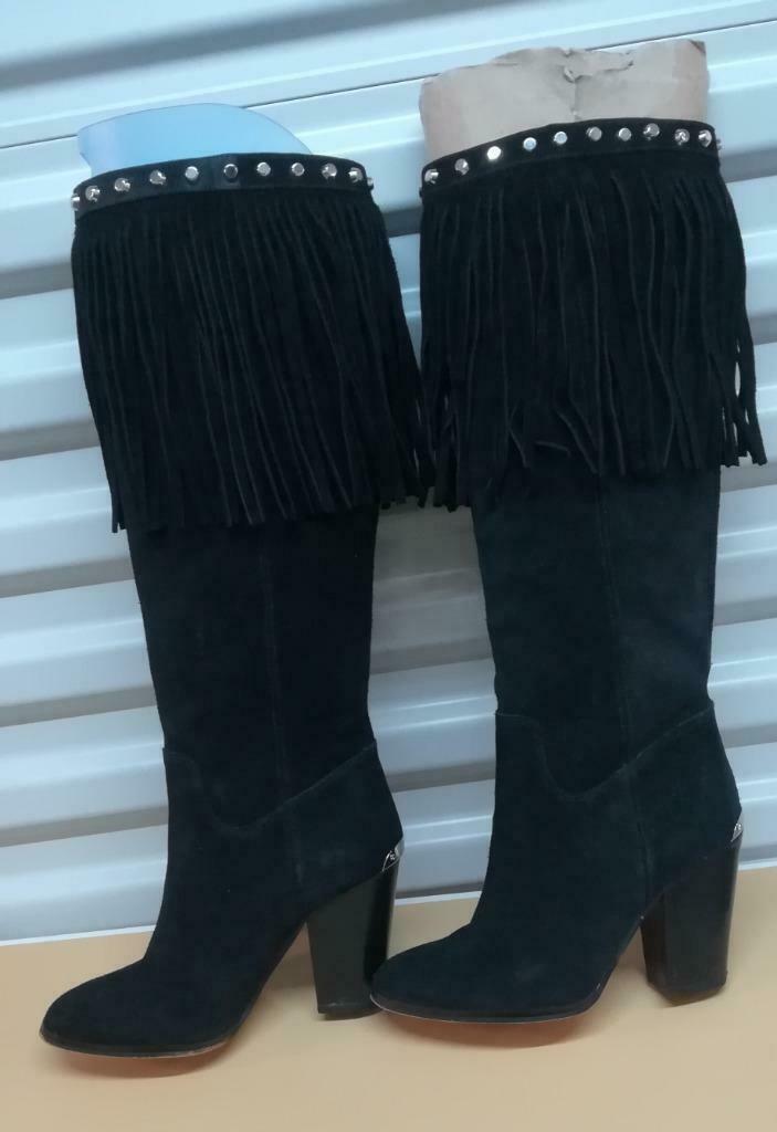 58B* MICHAEL KORS mooie zwarte leren laarzen (5M-35), Kleding | Dames, Hoge laarzen, Verzenden, Zwart, Zo goed als nieuw