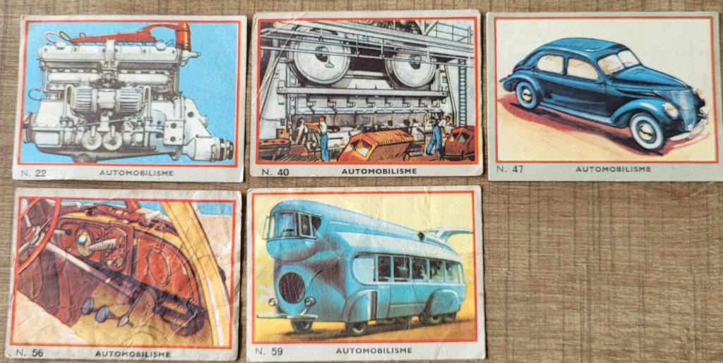 5 oude prentjes: Automobilisme (Jacques chocolade), Ophalen of Verzenden, Gebruikt, Overige onderwerpen, Prent