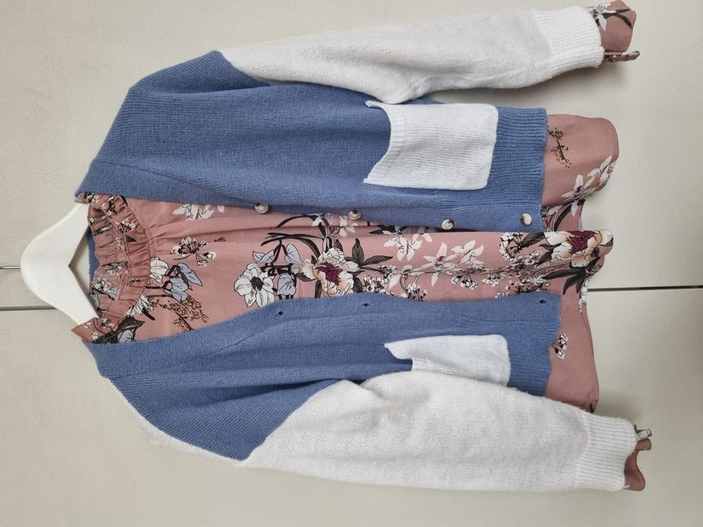 Ensemble chemisier + gilet assorti taille L, Enlèvement ou Envoi, Comme neuf, Taille 42/44 (L)