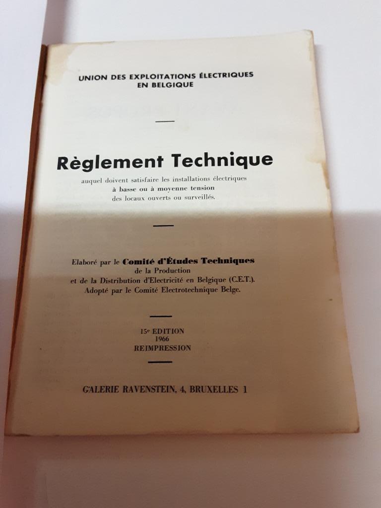 REGLEMENT TECHNIQUE DES INSTALLATION ELECTRIQUES, Enlèvement ou Envoi, Technique d'installation, Utilisé, Collectif
