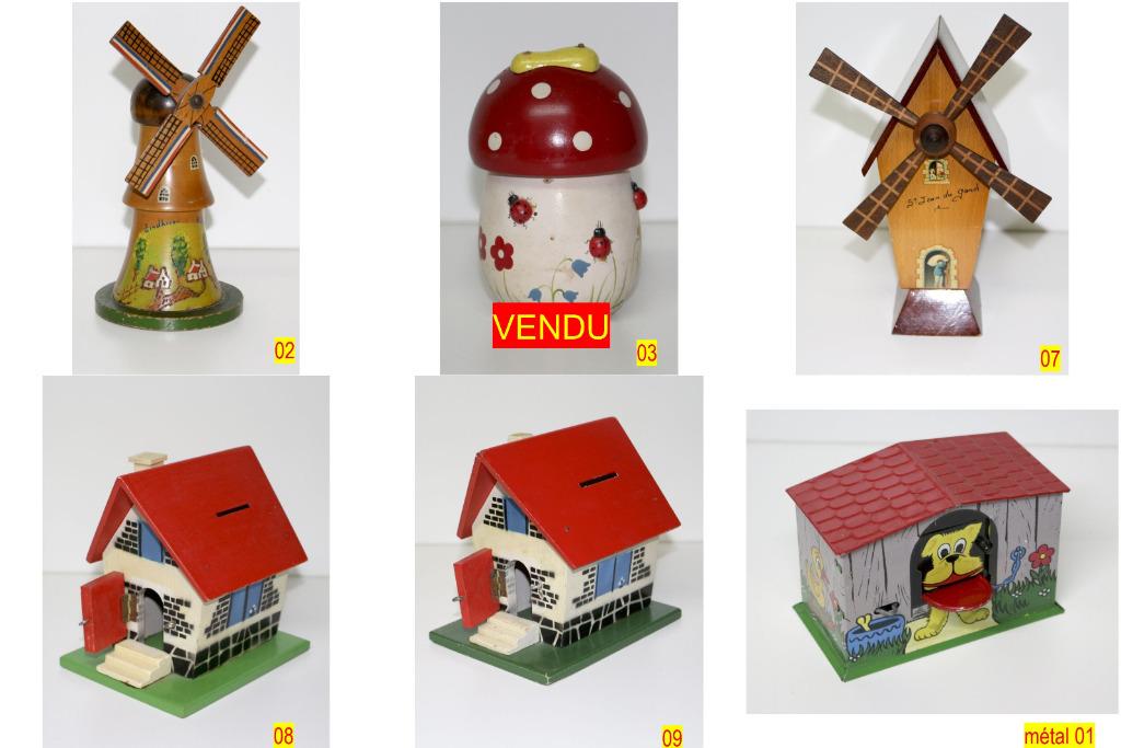 Tirelires, spaarpotten - 15 € pièce, Enlèvement ou Envoi, Utilisé, Bois, Autres thèmes
