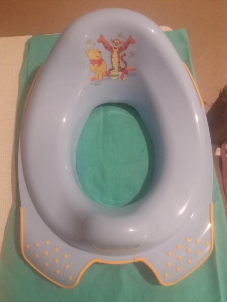 Wc zitje lichtblauw met tekening van Winnie the pooh en tijg, Kinderen en Baby's, Ophalen of Verzenden, Zo goed als nieuw, Overige typen