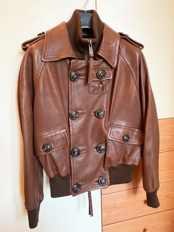 Zeer Mooie Zacht Leren Dsquared2 Jas (Maat 42|IT46) € 599,-, Bruin, Verzenden, Maat 42/44 (L), Zo goed als nieuw