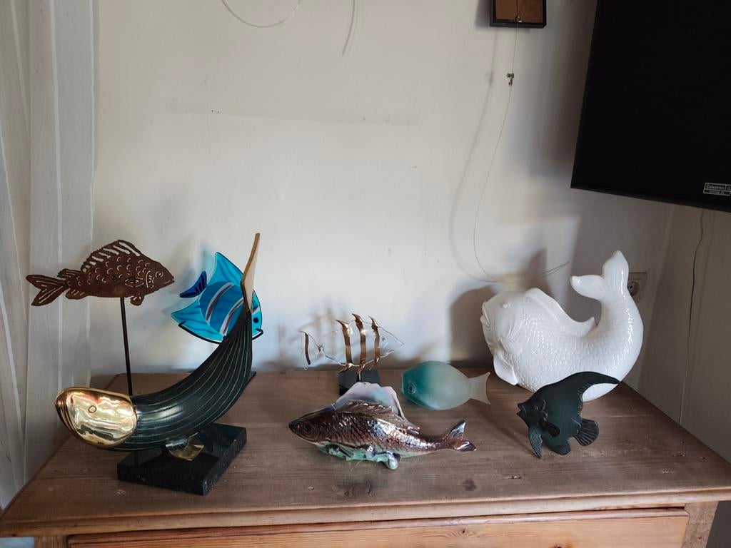 Partij vissen te koop. Steen, glas en metaal, Verzamelen, Ophalen, Zo goed als nieuw