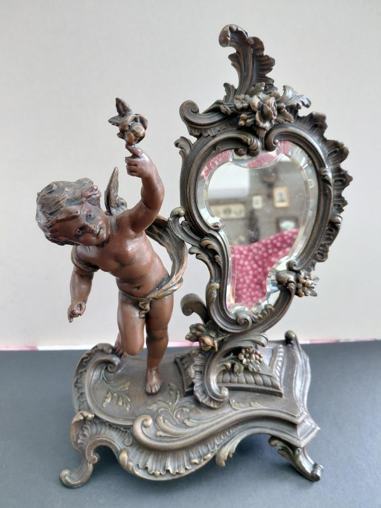 Set in liniaal en brons (?), Antiek en Kunst, Antiek | Spiegels, Ophalen of Verzenden