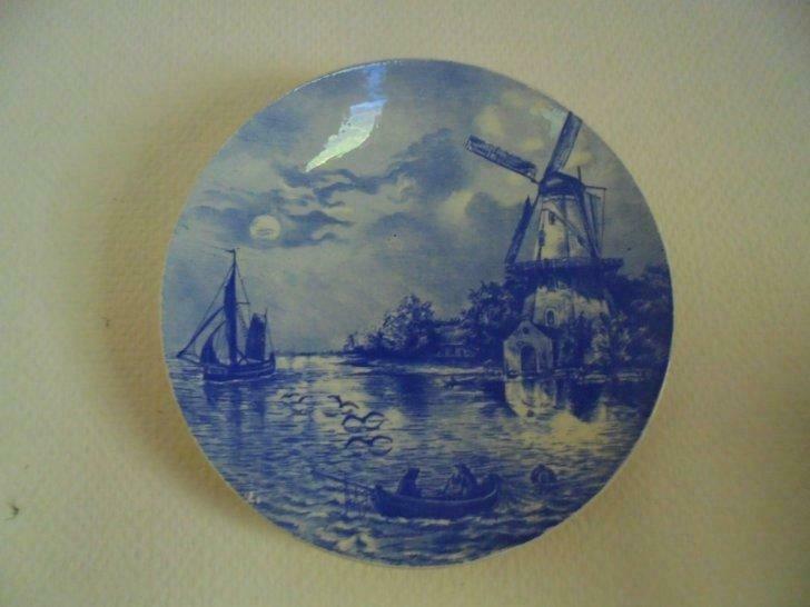 decoratie bord Delfts blauw molen, Ophalen, Gebruikt