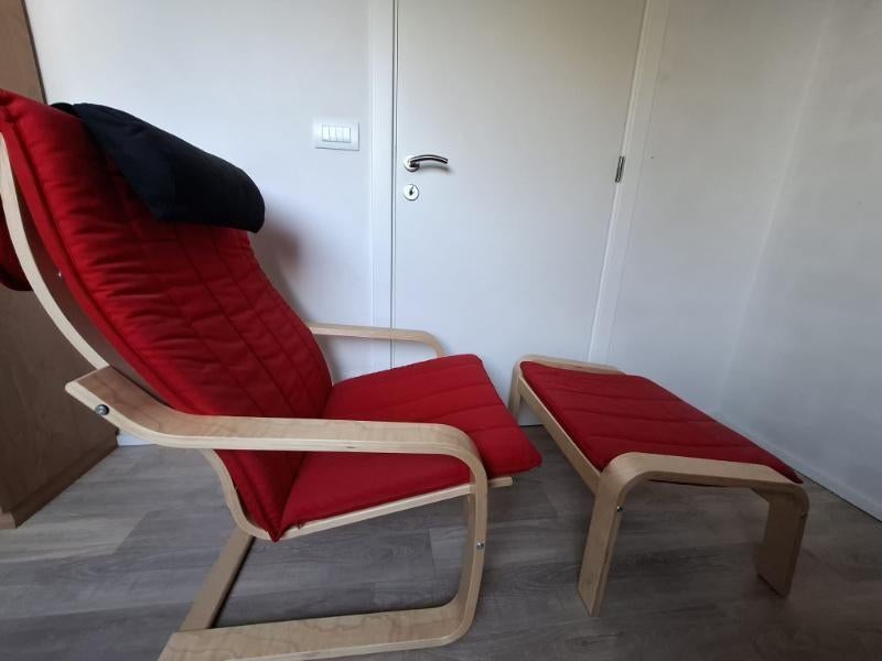 IKEA Zetel /  Fauteuil + voetbank POANG, Enlèvement, Comme neuf, Une personne