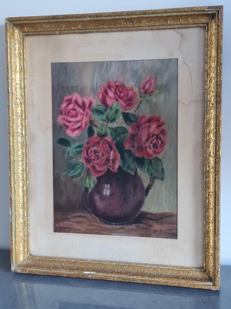 Prachtige pasteltekening in kader, Antiek en Kunst, Ophalen of Verzenden