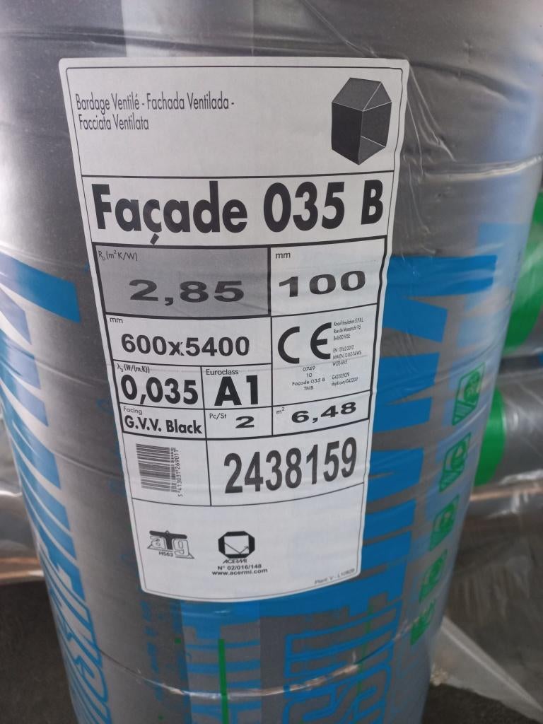 Ursa Facade 100mm 600mm x 5400mm, Doe-het-zelf en Bouw, Isolatie en Afdichting, Ophalen, Zo goed als nieuw, 15 m² of meer, Muurisolatie