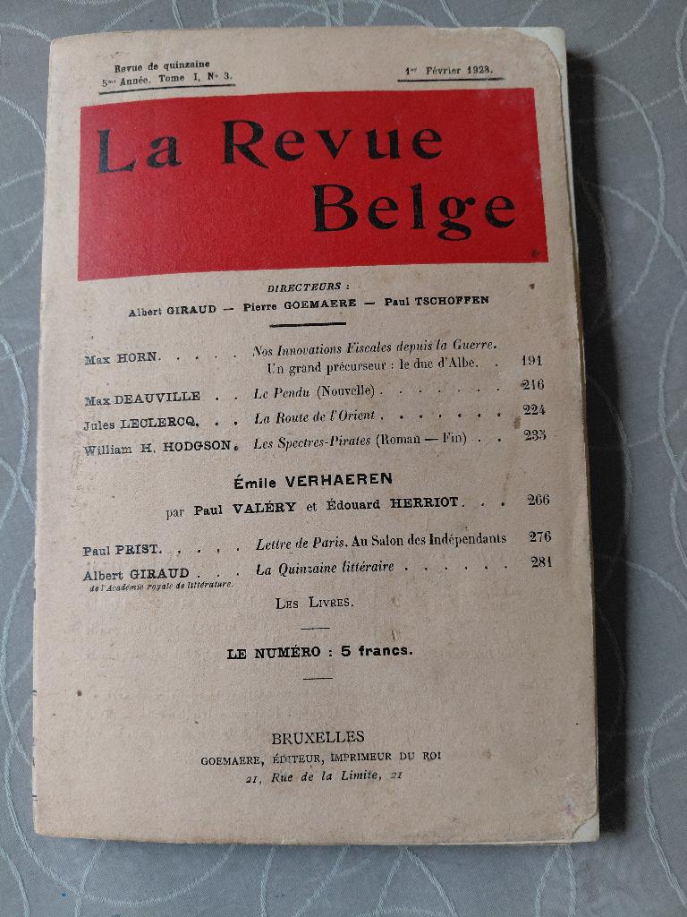 La Revue Belge N3 1928, Antiek en Kunst, Ophalen of Verzenden, La Revue Belge