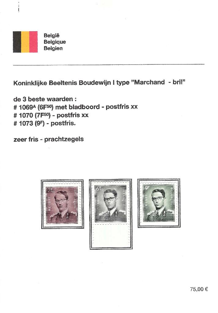 Boudewijn bril 6F50, 7F50 en 9F **, Postzegels en Munten, Postzegels | Europa | België, Koninklijk huis, Frankeerzegel, Ophalen of Verzenden