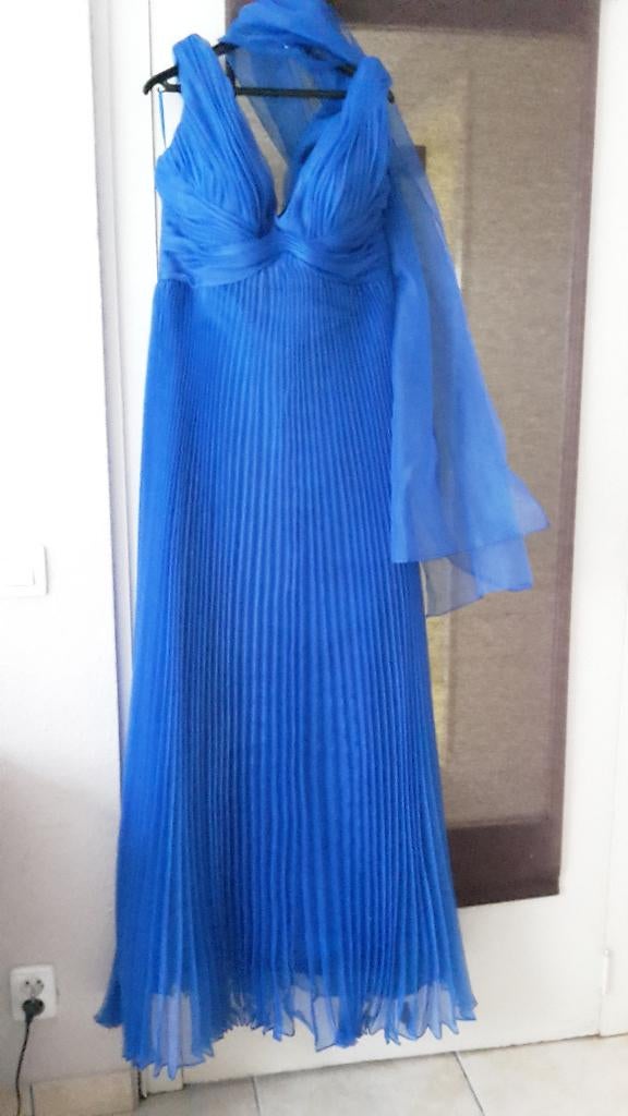 Robe longue plissée - Bleu saphir Taille L /42, Autre, Enlèvement, Bleu, Sous le genou