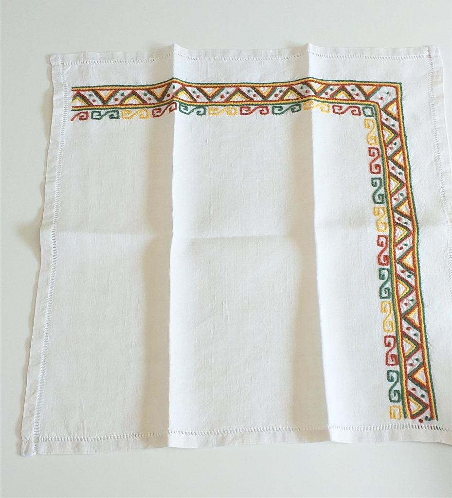 Nappe brodée en coton métissé avec 12 serviettes, Ophalen of Verzenden, Gebruikt