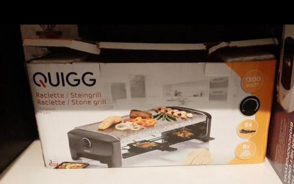 Nouveau gril à raclette/pierre Quigg de 1300 watts, Enlèvement ou Envoi, Neuf, 8 personnes et plus