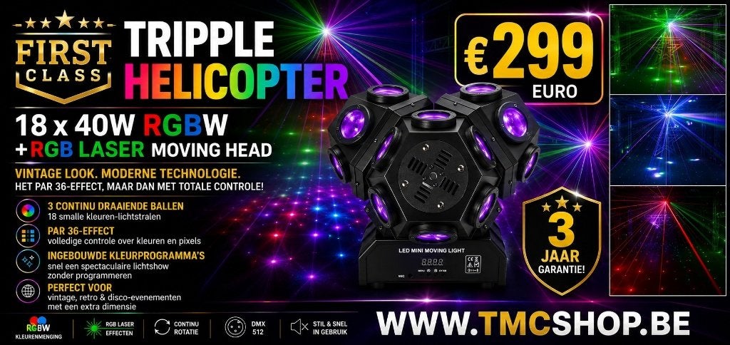 Nouvel hélicoptère triple de première classe 18 x 40W RGBW, Enlèvement ou Envoi, Neuf, Lumières, Commande sonore