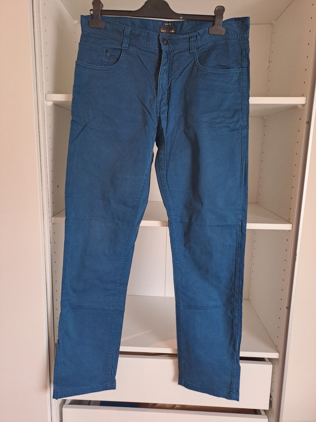 W33 Petrolblauwe slimfit jeansbroek, Blauw, JBC, Ophalen of Verzenden, W33 - W36 (confectie 42/44)
