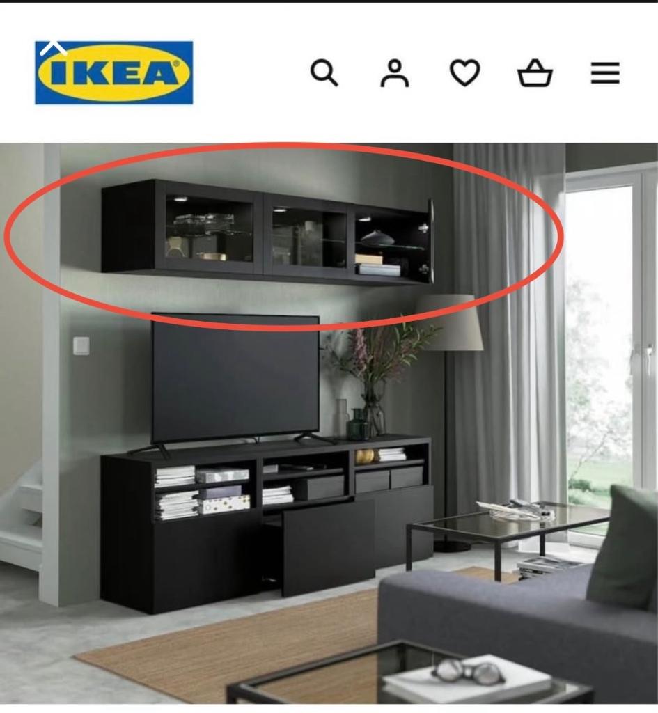 Meuble haut TV IKEA BESTÅ – vitrines noir/brun, Maison & Meubles, Enlèvement, Utilisé