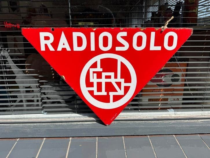 Vintage Radiosolo Emaille Reclamebord - Rood Driehoek