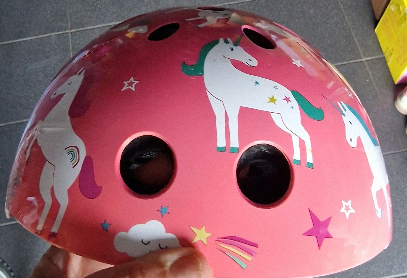 Fietshelm unicorns (medium), Fietsen en Brommers, Ophalen, Gebruikt