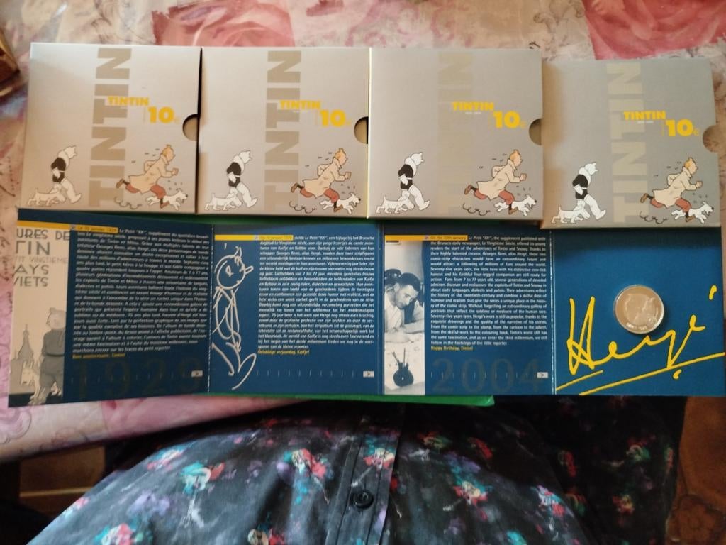 4 pièces argent 10 euros tintin, Ophalen of Verzenden
