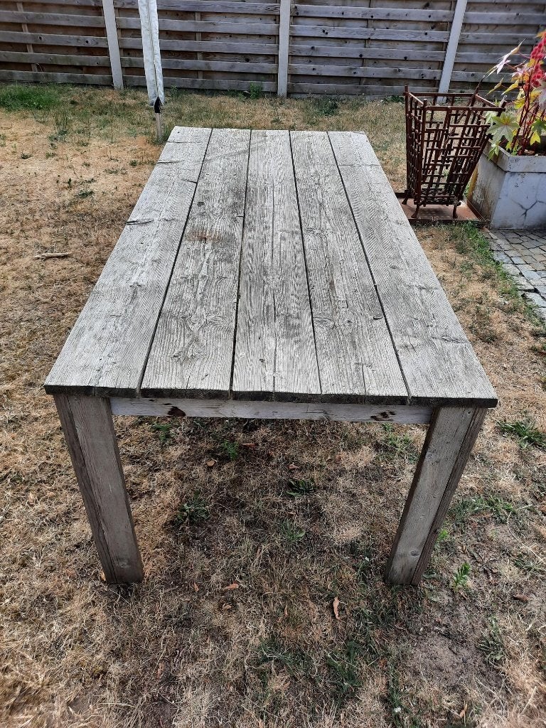 Houten tuintafel in oud hout, Enlèvement, Utilisé, Rectangulaire, Bois