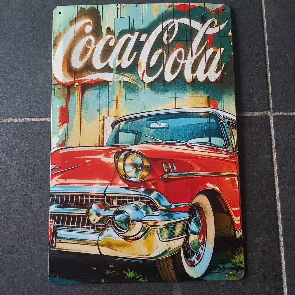 Retro Metalen Bord Coca-Cola, Huis en Inrichting, Metaal, 30 cm, Verzenden, 20 cm