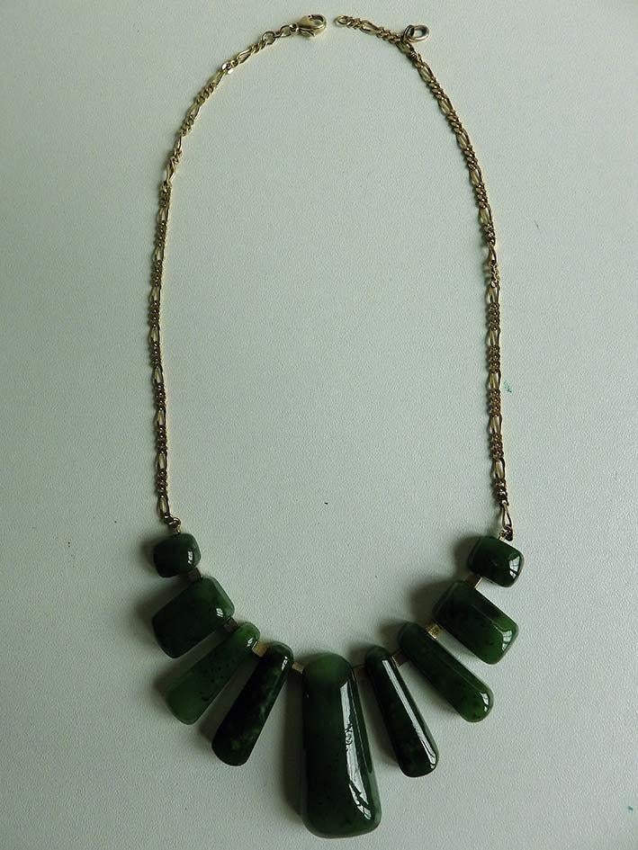 Unikaat Nefrietjade Hangerketting., Bijoux, Sacs & Beauté, Colliers, Enlèvement, Utilisé, Vert, Pierre ou Minéral