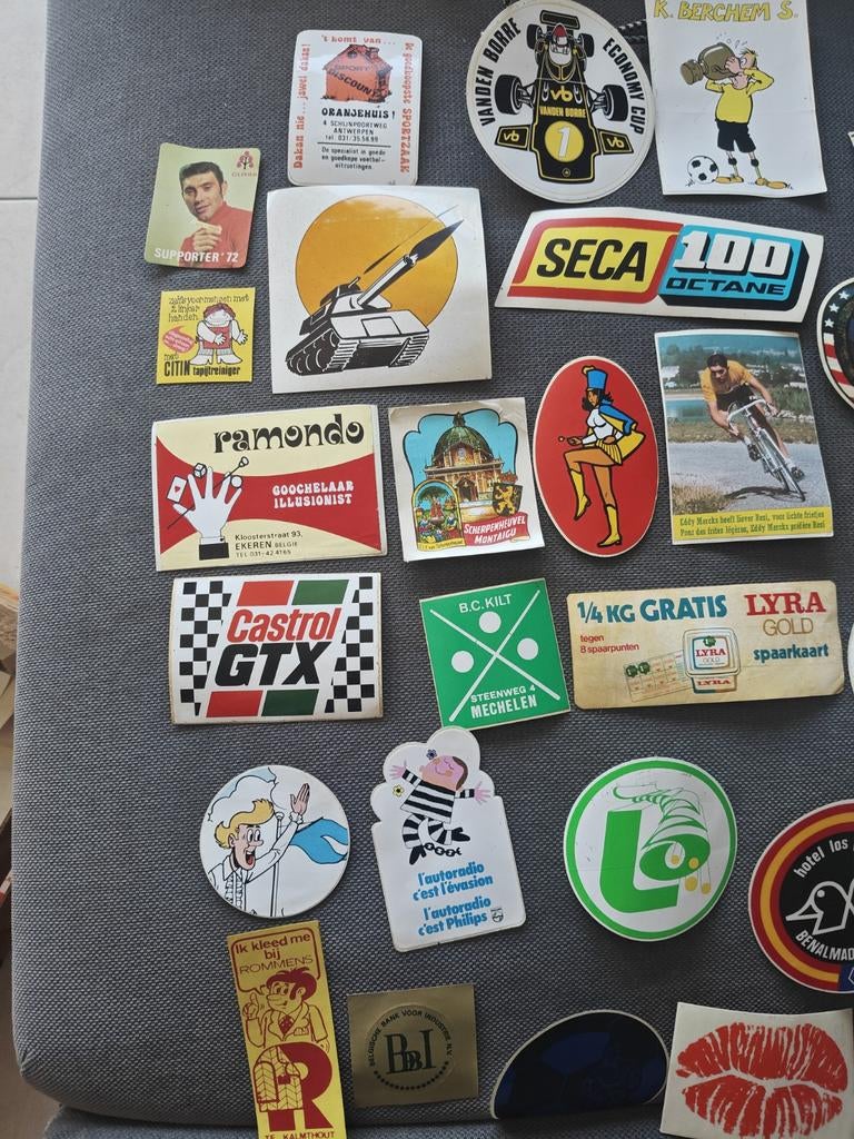 Lot stickers jaren 70, Ophalen of Verzenden, Sport