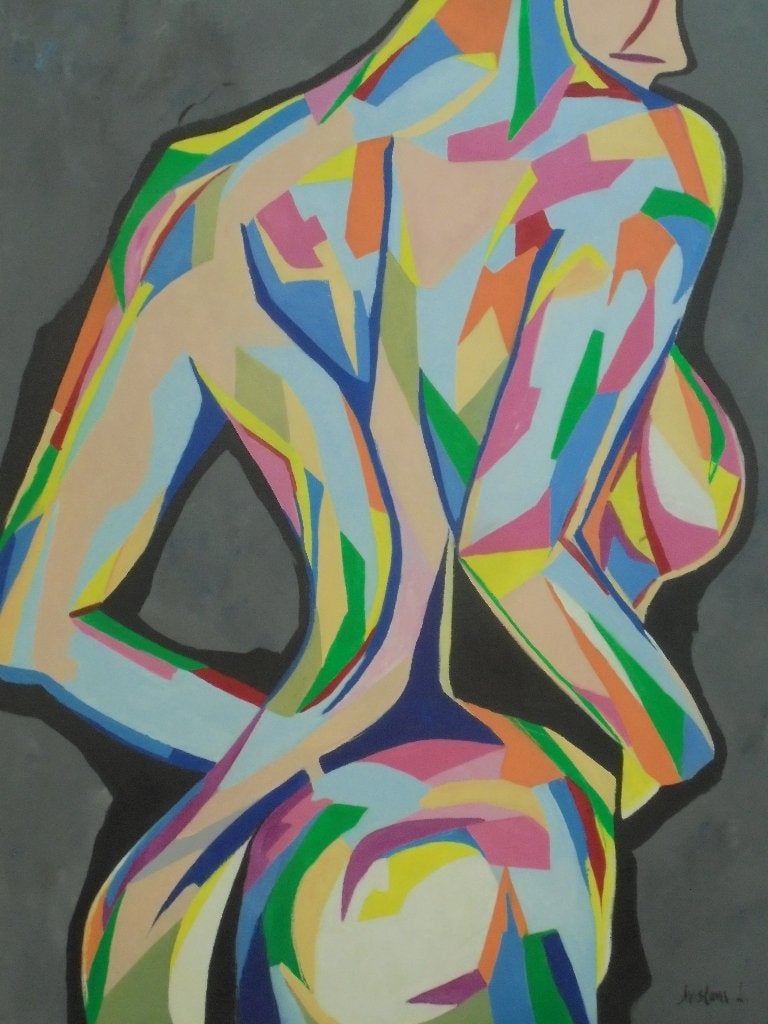 peinture à l'huile torse femme 2 (60x80), Enlèvement ou Envoi, Peint à la main, Peinture à l'huile, Portrait