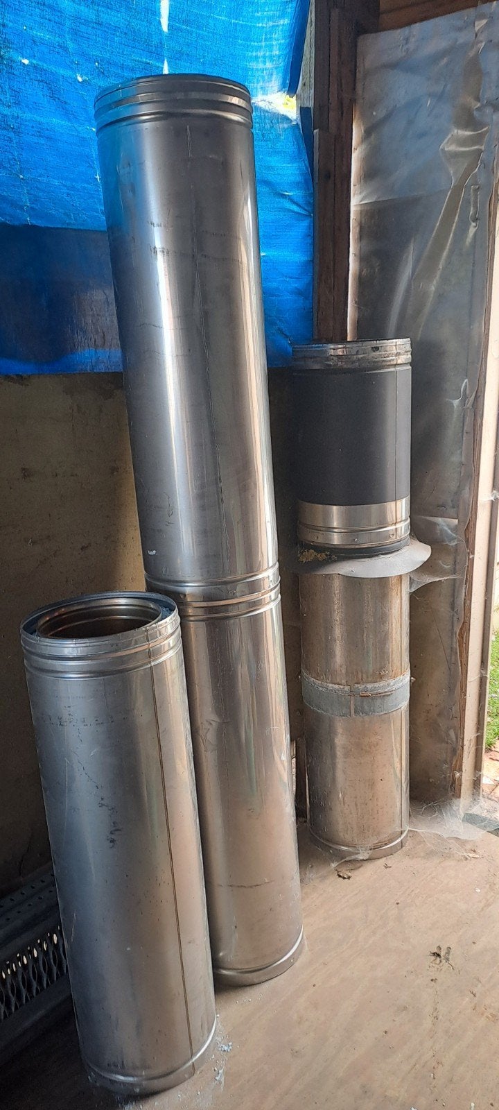 Inox schouw stukken dubbelwandig, Ophalen, Inox