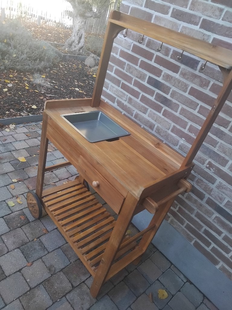 keuken eiland verrijdbare trolley wielen massief hout, Keukentrolley, Ophalen, Nieuw, Hout
