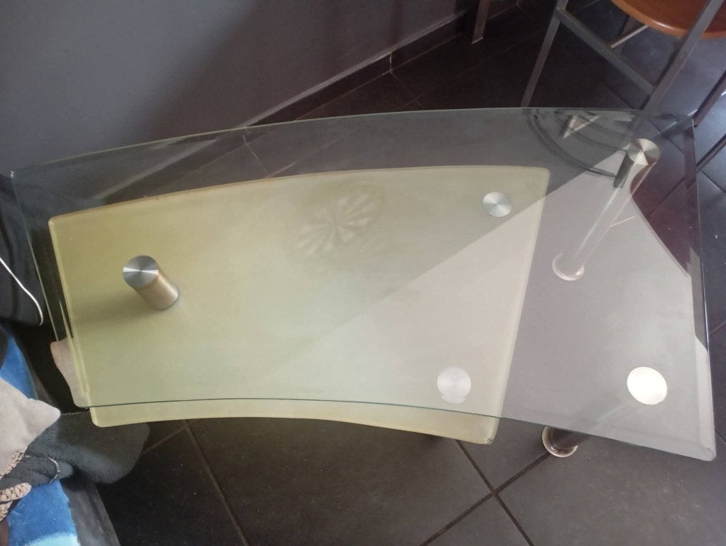 Double table en verre et meuble tv, 50 – 75, 50 à 100 cm, Comme neuf, Verre