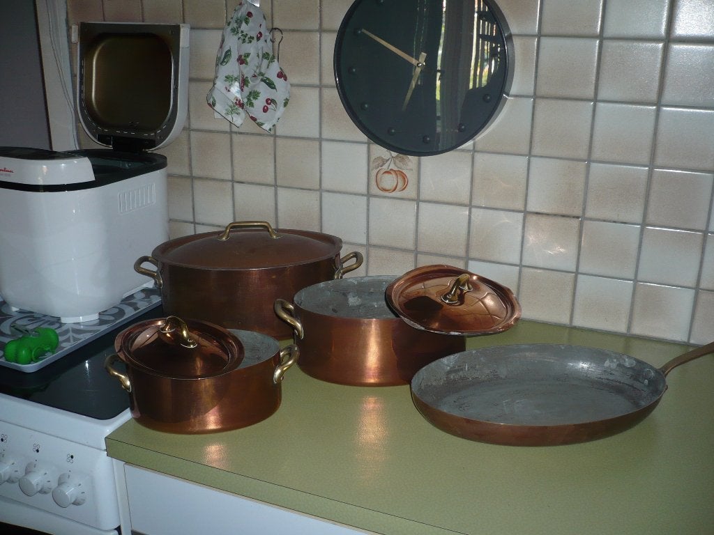 Ensemble de casseroles ovale en cuivre + 1 poêle, Enlèvement, Cuivre