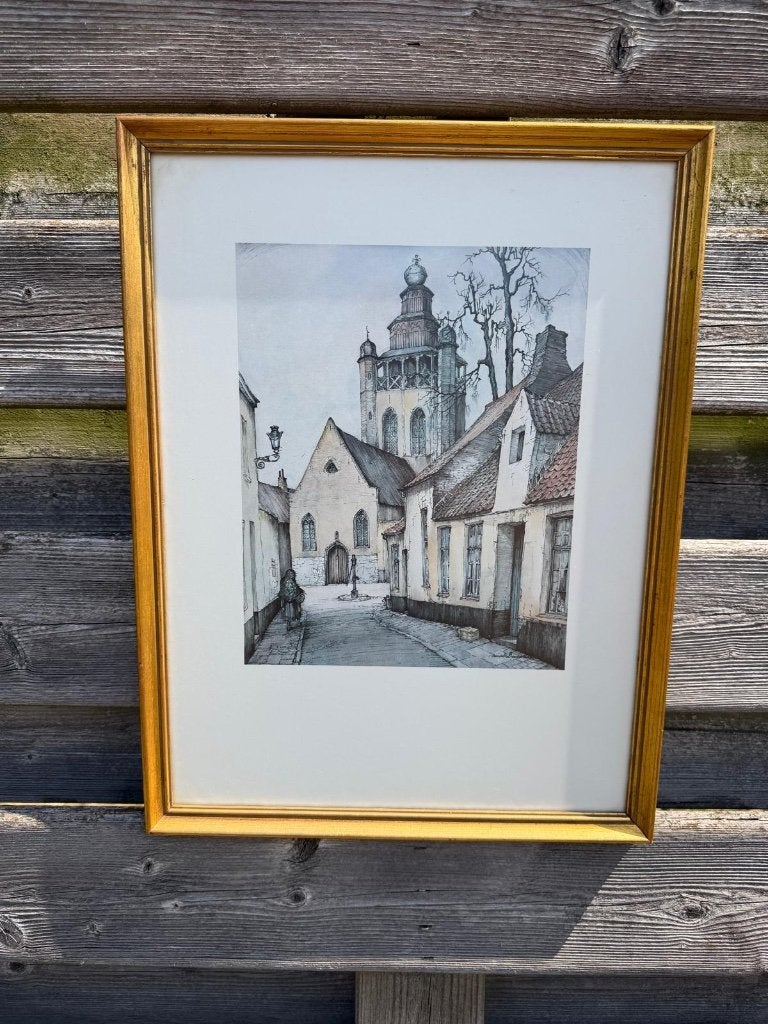 Schilderij, Enlèvement, Encadré, Paysage urbain / rural