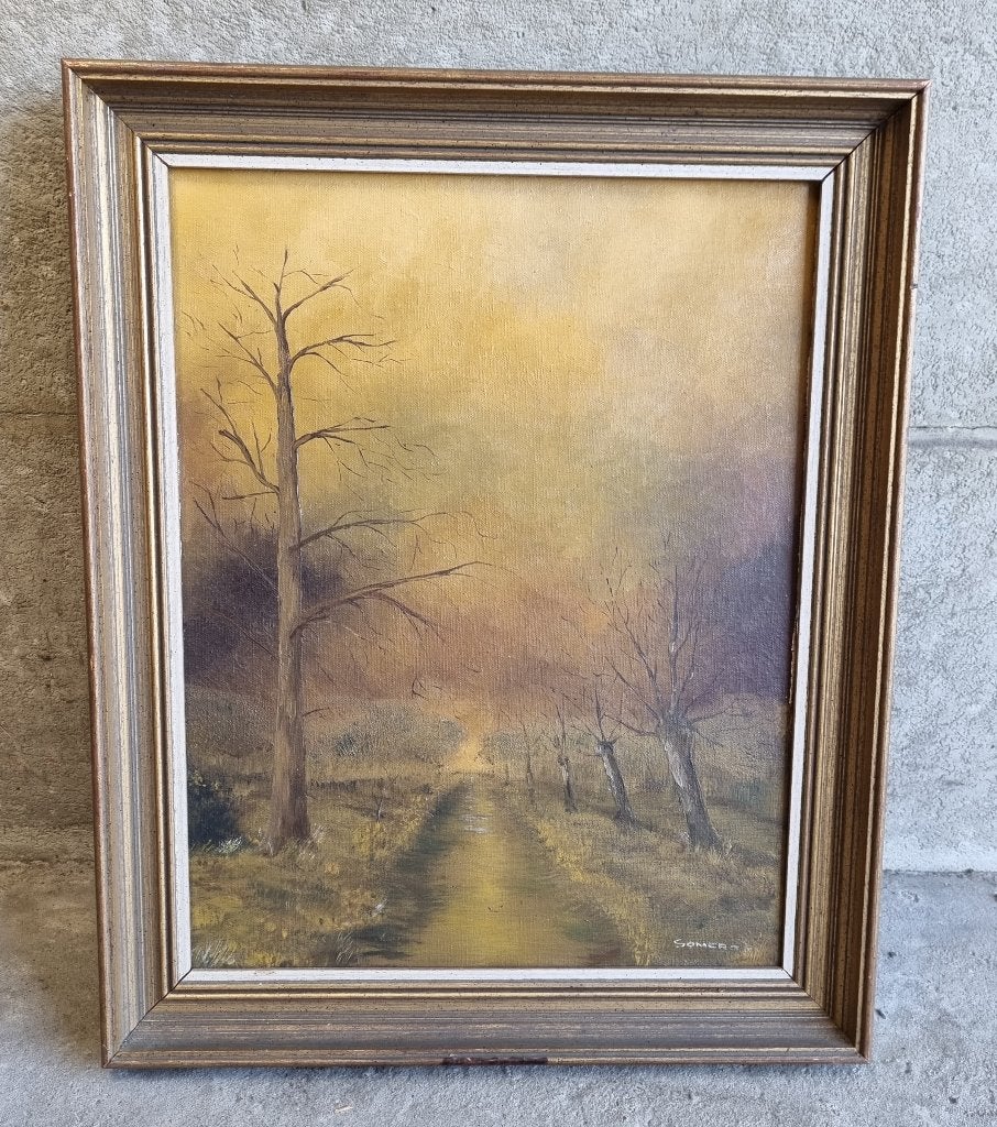Schilderij van landweggetje/beek Somers P, Antiek en Kunst, Ophalen, Doek, Gesigneerd, Landschap
