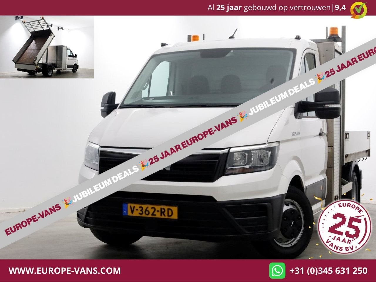 MAN TGE 5.180 2.0 177pk E6 L2H1 Kipper Dubbel Lucht Trekhaak, Auto's, Bestelwagens en Lichte vracht, Wit, Bedrijf, Electronic Stability Program (ESP)