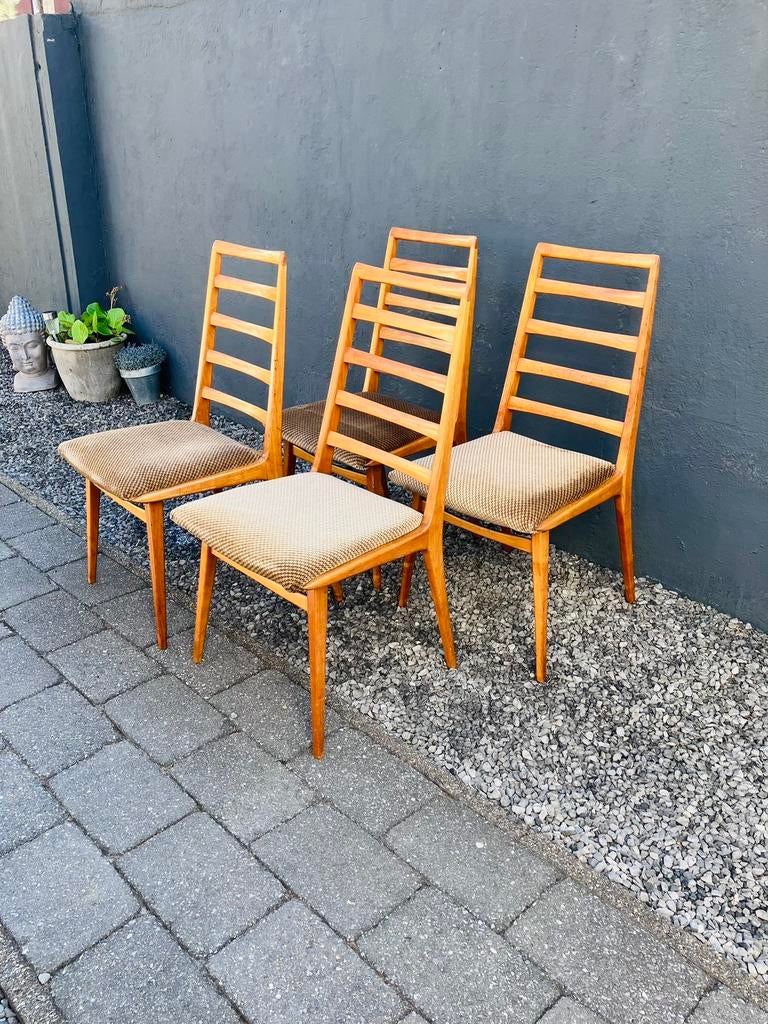 4 vintage Ladderstoelen / eetkamerstoelen. Casala model., Maison & Meubles, Chaises, Utilisé, Quatre, Bois, Tissus, Enlèvement