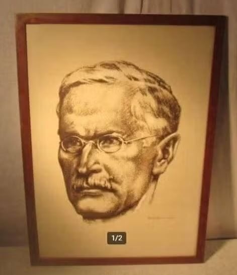 Beau dessin ancien « Tête de personnage » - Bletschachte, Antiquités & Art, Enlèvement ou Envoi, Dessin, Fait main