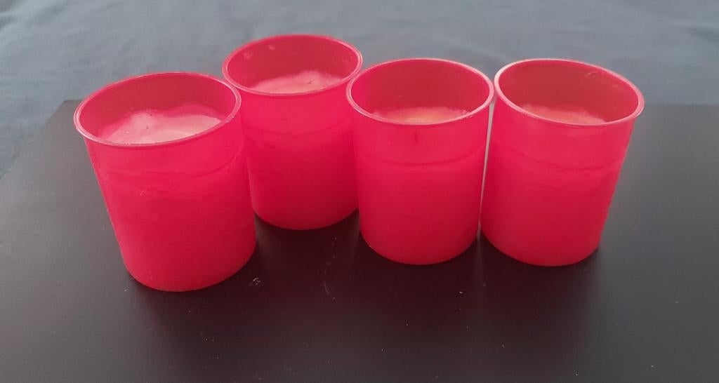 4 bougies photophores rouges, Synthétique, Enlèvement, Utilisé, Bougie