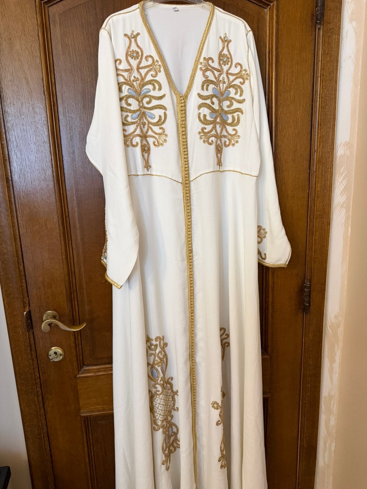 Caftan marocain blanc, trapèze, Enlèvement, Comme neuf, Blanc