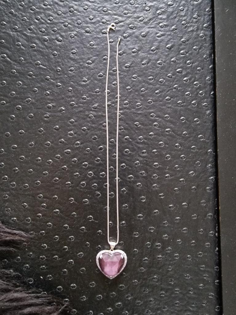 Zilveren ketting met paarse steen, Ophalen of Verzenden