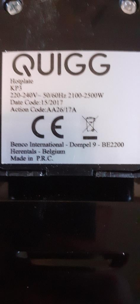 Quigg elektrisch dubbel kookvuur 2500W, Ophalen, Zo goed als nieuw