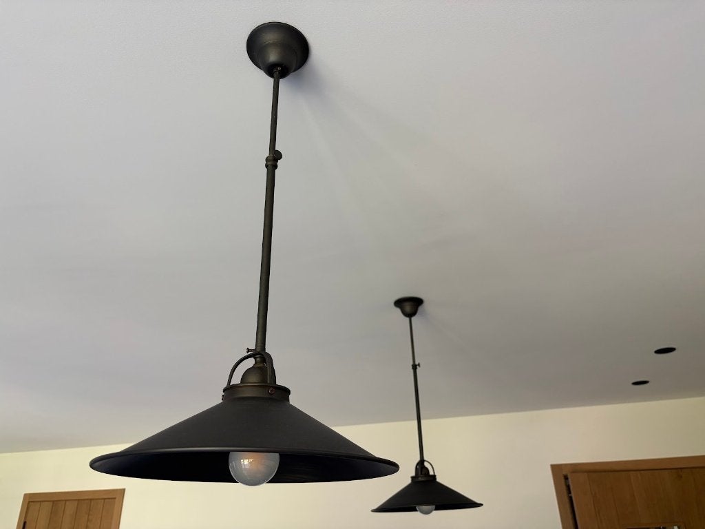 2 landelijke hanglampen/lusters, type Biliardo van Marckdael, Ophalen, Zo goed als nieuw, Landelijk, E27 (groot)