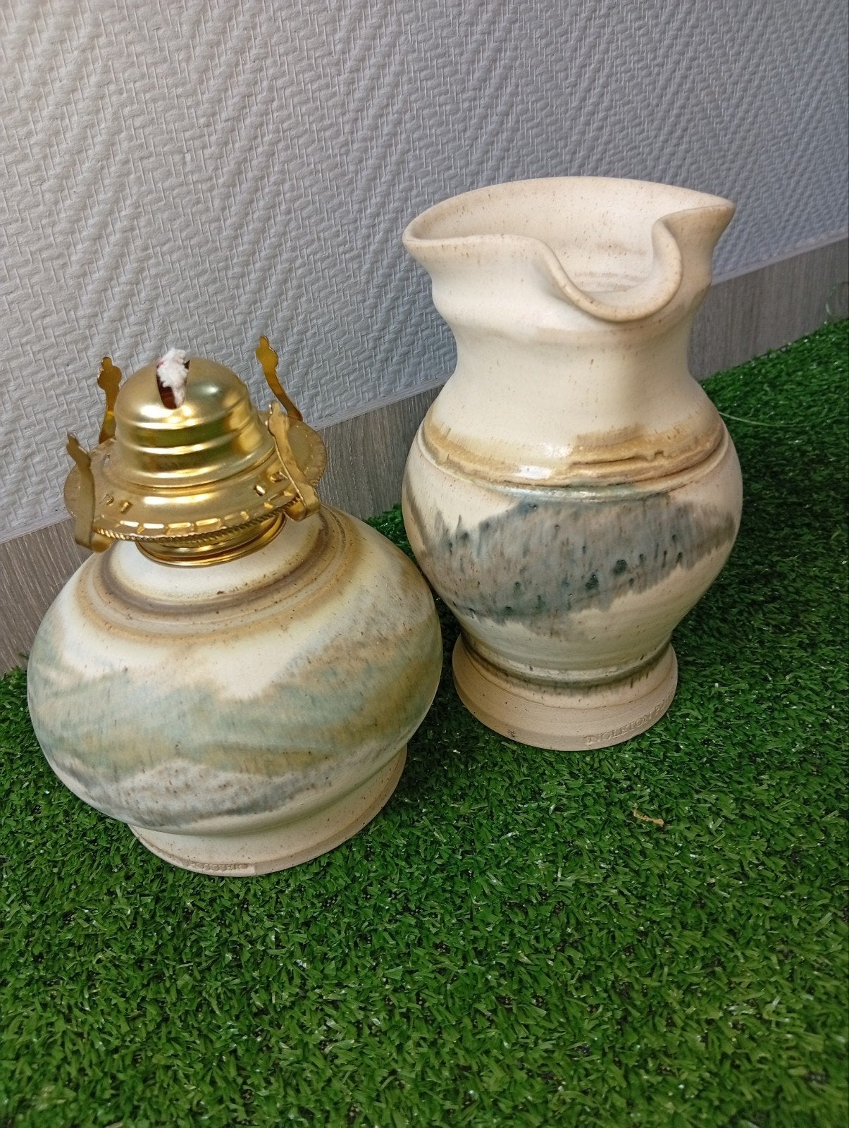 Ensemble vintage en céramique "Ingleton Pottery" : Pichet et, Enlèvement ou Envoi, Beige